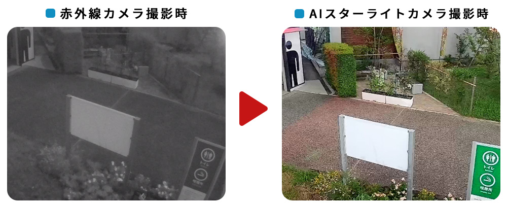 赤外線カメラとAIスターライトカメラの比較
