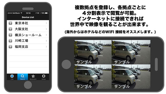 スマホで見る防犯カメラ映像